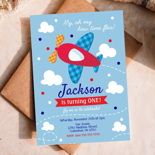 Invitación de cumpleaños de avión Niño / El tiempo (Subido por el creador)