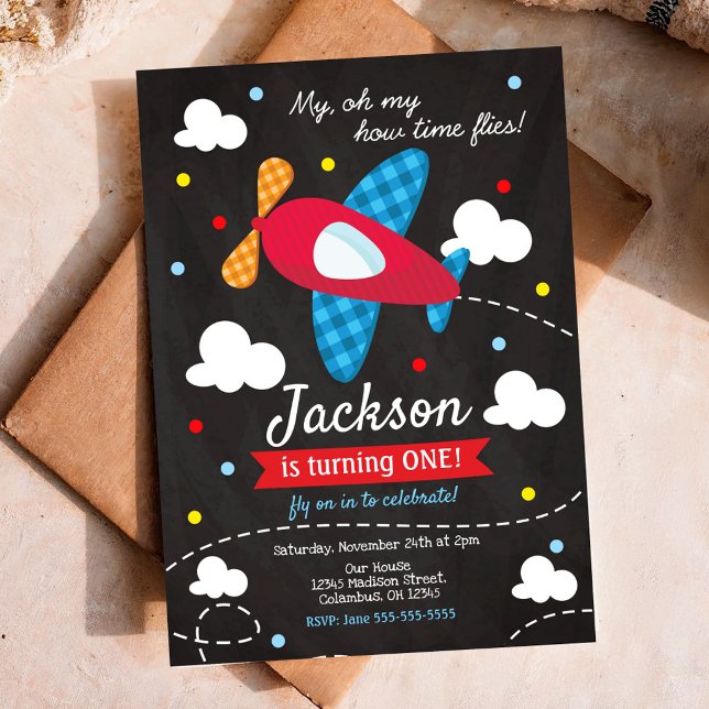 Invitación de cumpleaños de avión Niño / El tiempo (Subido por el creador)