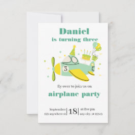 Invitación de cumpleaños de avión simple ✈️
