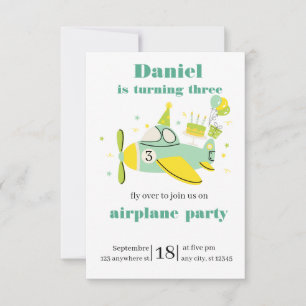 Invitación de cumpleaños de avión simple ✈️