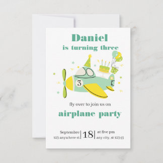 Invitación de cumpleaños de avión simple ✈️