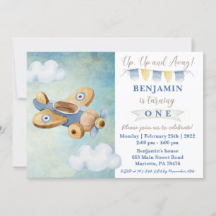 Invitación de cumpleaños de avión viejo y ausente
