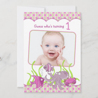 Invitación de cumpleaños de Baby Girl Under Sea