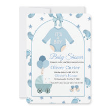Invitación de Cumpleaños de Baby Shower de Niño Az