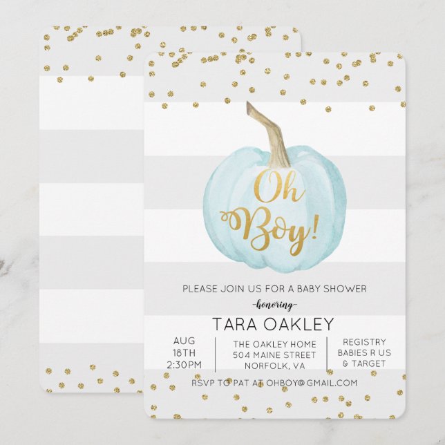 Invitación de Cumpleaños de Baby Shower de Niño co (Anverso / Reverso)