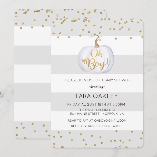 Invitación de Cumpleaños de Baby Shower de Niño co (Anverso / Reverso)