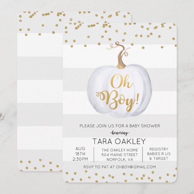 Invitación de Cumpleaños de Baby Shower de Niño co (Anverso / Reverso)