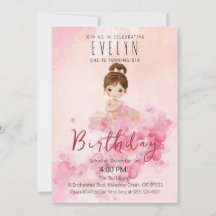Invitación de Cumpleaños de Bailarina con Tutú Ado