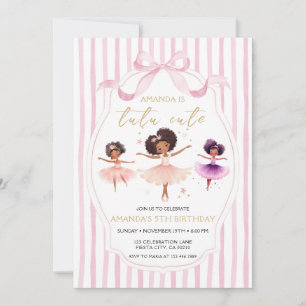 Invitación de cumpleaños de bailarina con tutú ros