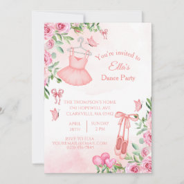 Invitación de cumpleaños de bailarina de baile ros