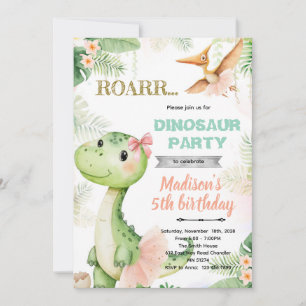 invitación de cumpleaños de bailarina de dinosauri