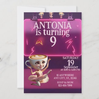 Invitación de cumpleaños de bailarina de neón