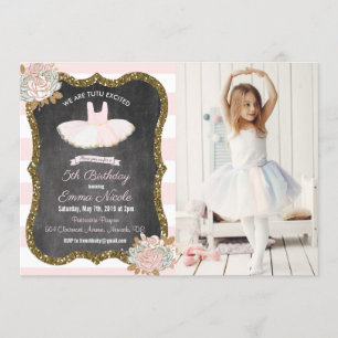 INVITACIÓN DE CUMPLEAÑOS DE BAILARINA DE TUTÚ PARA