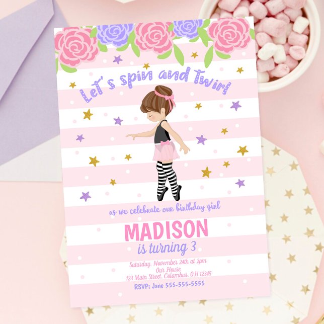 Invitación de cumpleaños de bailarina / Invitación (Subido por el creador)