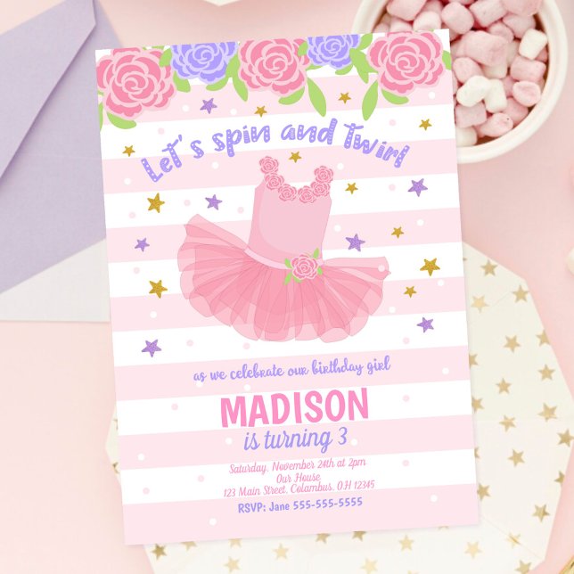 Invitación de cumpleaños de bailarina / Invitación (Subido por el creador)