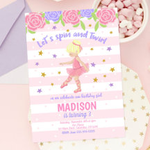 Invitación de cumpleaños de bailarina / Invitación