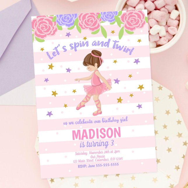 Invitación de cumpleaños de bailarina - Invitación (Subido por el creador)