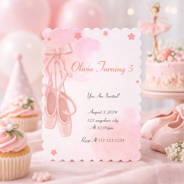 INVITACIÓN DE CUMPLEAÑOS DE BAILARINA PARA NIÑAS (Subido por el creador)