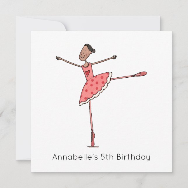 Invitación de cumpleaños de bailarina personalizad (Anverso)