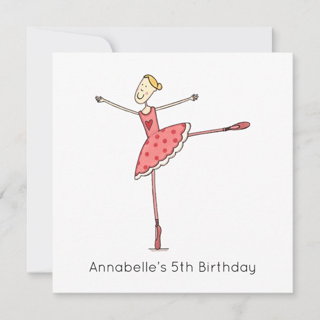 Invitación de cumpleaños de bailarina personalizad (Anverso)