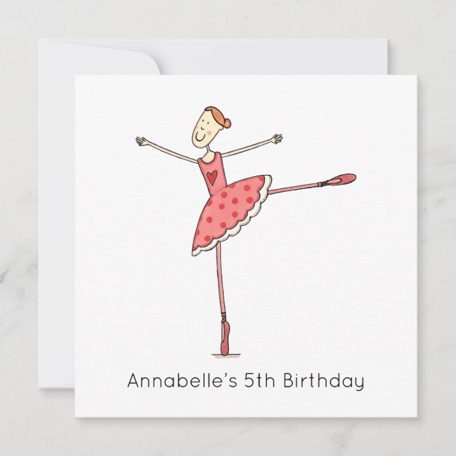 Invitación de cumpleaños de bailarina personalizad (Anverso)
