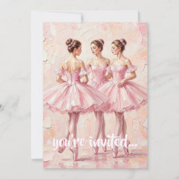 invitación de cumpleaños de bailarina rosa coquett