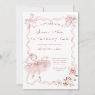 Invitación de cumpleaños de bailarina rosa editabl