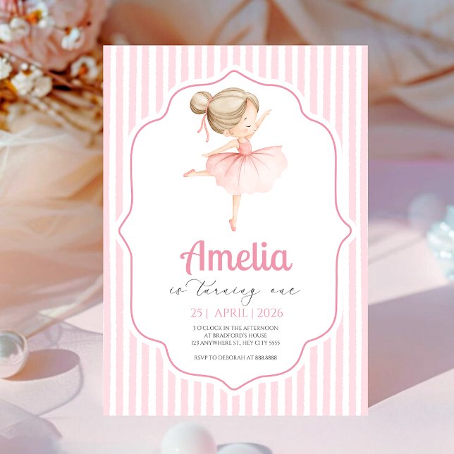 Invitación de cumpleaños de bailarina rosa tema ba (Subido por el creador)