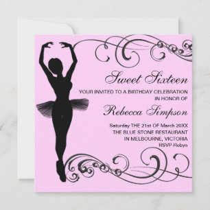 Invitación de cumpleaños de bailarina y remolino r