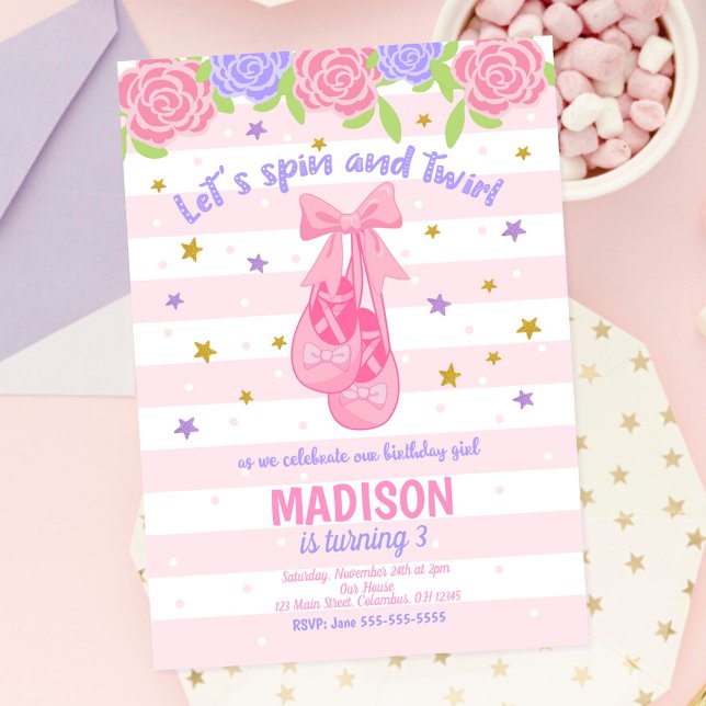 Invitación de cumpleaños de bailarina / Zapatos de (Subido por el creador)