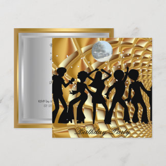 Invitación de cumpleaños de baile Disco de oro