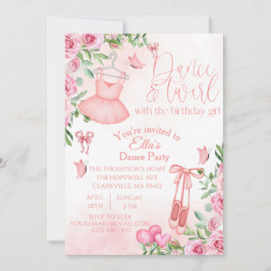 Invitación de cumpleaños de baile y giro