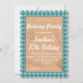 Invitación de cumpleaños de Baking Blue Plaid