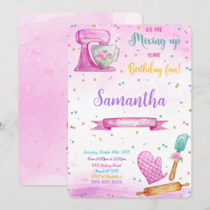 Invitación de cumpleaños de Baking Editable