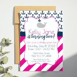 Invitación de cumpleaños de ballena azul