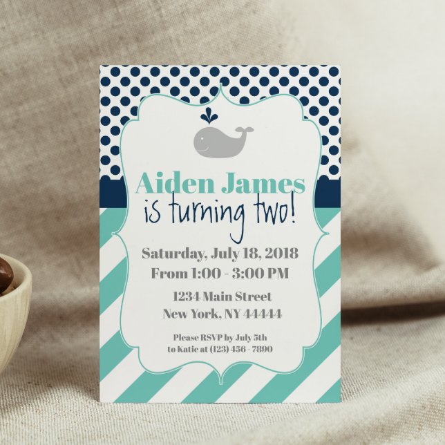 Invitación de cumpleaños de ballena azul (Subido por el creador)