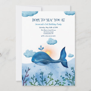 Invitación de cumpleaños de ballena azul