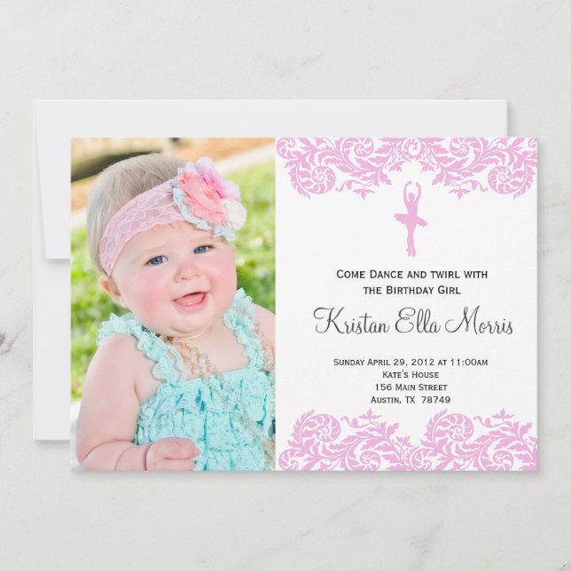 Invitación de cumpleaños de Ballerina (Anverso)