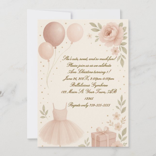 Invitación de cumpleaños de Ballerina (Anverso)