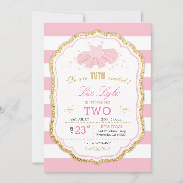 Invitación de cumpleaños de Ballerina (Anverso)
