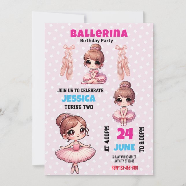 Invitación de cumpleaños de Ballerina (Anverso)