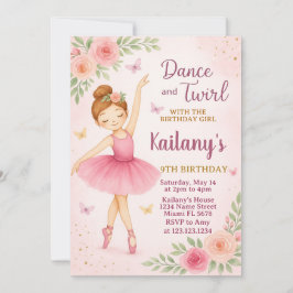 Invitación de cumpleaños de Ballerina