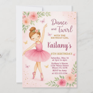 Invitación de cumpleaños de Ballerina