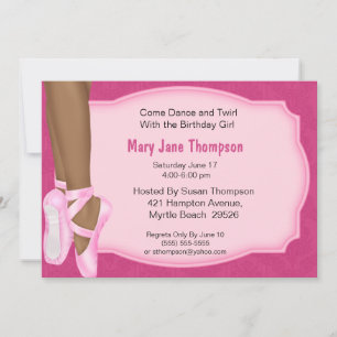 Invitación de cumpleaños de Ballerina Americana Af