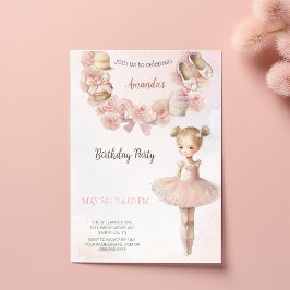 Invitación de cumpleaños de Ballerina Dulce Rosa