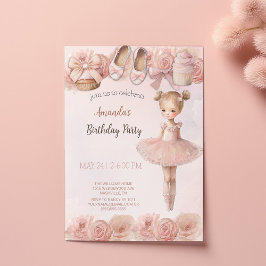 Invitación de cumpleaños de Ballerina Dulce Rosa
