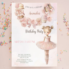 Invitación de cumpleaños de Ballerina Dulce Rosa