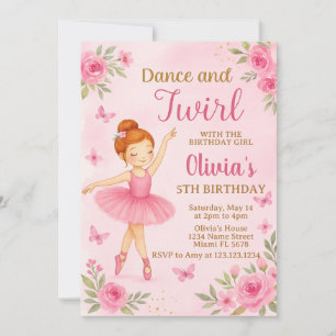Invitación de cumpleaños de Ballerina editable