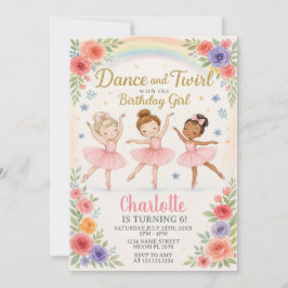 Invitación de cumpleaños de Ballerina editable par