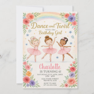 Invitación de cumpleaños de Ballerina editable par